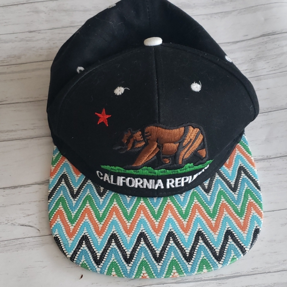 CALIFORNIA REPUBLIC Black Baseball Cap ZigZag Bill